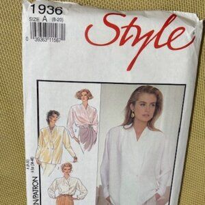 Style Vintage 1990's Women's Sewing Pattern UNCUT Long Sleeve Blouse Size 8-20